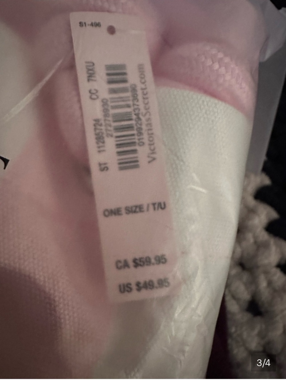 New in bag Victoria's Secret Pink and White Canvas Tote with Rope Handles - Picture 3 of 4
